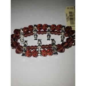 A Root Beer Colored Glass Bracelet Amethyst Macy's Stretchy Rhinestone Formal